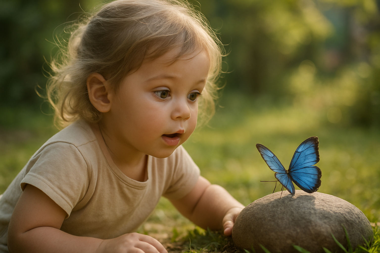 kind schmetterling neugier